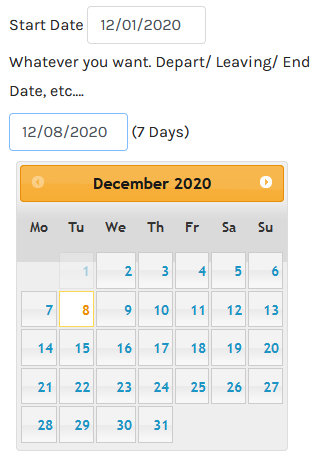 virtuemart calendar date End Date Title